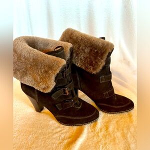 Sofft 
Skagen leather fur cuff boots